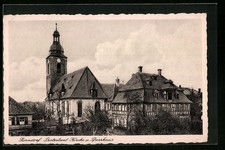 Zirndorf, Ansichtskarte, Protestant. Kirche und Pfarrhaus 1943 