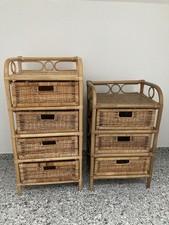 Rattan-Kommode Badregal, 4 und 3 Schubfächern, 46 cm Breite, Honigfarben