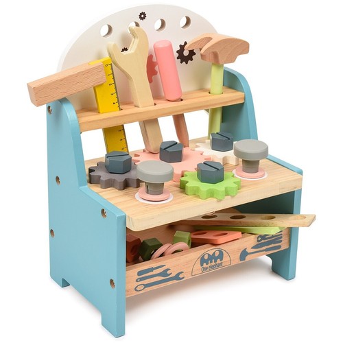 Werkbank mit werkzeug aus holz - werkzeug,