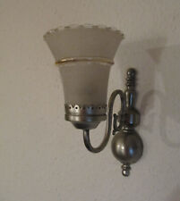 alte Wandlampe Metall Lampe Glasschirm Frankreich _ 40er 50er