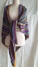 Umschlagtuch XXL 280cm x 130cm 100% Wolle Handhestrickt Unikat