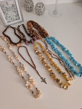 Konvolut Modeschmuck Muschelkette Holzperlen Boho Ethno Bastelschmuck