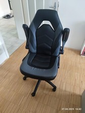 Büro-Drehstuhl mit Armlehnen klappbar Schwarz-Grau