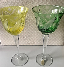 4 Kristall Gläser Weinglas oranger Überfang Fa. Dresden Crystal - wie neu !