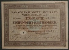Kammgarnspinnerei Stöhr & Co. Aktien-Gesellschaft 1937 100 RM