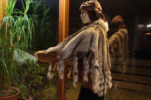 Pelzumhang poncho echtpelz mit - echtpelz,