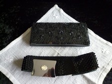 Abendtasche schwarz mit Perlen