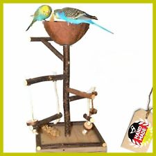 Vogelspielplatz mit Kokosschale Vogelspielzeug Naturholz Wellensittich handmade