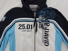 Camp David Sweatshirt mit Kapuze weiß, Nacht blau, türkis Gr. XL