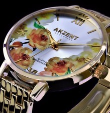 Akzent Damen Armband Uhr Gold