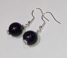 EDELSTEIN OHRHÄNGER BLAUFLUSS PERLEN 12 MM OHRRINGE 