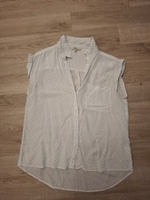 leichte Damenbluse weiß mit schwarzen Punkten Gr. M von Ckh