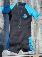 Cressi Little Shark Jr Shorty 2mm Kurzarm Neoprenanzug Kinder,SchwarzBlau Gr.7/8