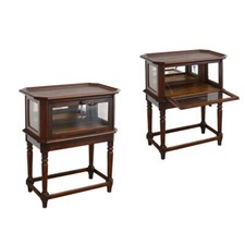 Teeschrank Vitrine Barschrank mit Tablett antik 1940 Eiche B: 70 cm -11682-