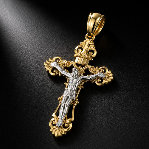 14k bicolor gold - gold, kruzifix