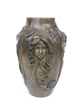 VASE BRONZE FRAUENKOPF FRAU
