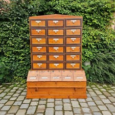 Original antiker alter Apothekerschrank mit Aufsatz Schubläden Schütten Truhen