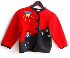 Kinder Trachten Janker/Jacke rot u. grau m. Motiven Gr. 128 v. Boos