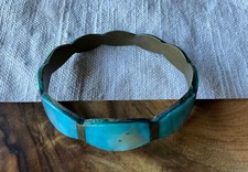 Armreif Messing Perlmutt blau