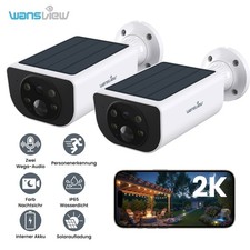 2X Wansview 3MP Solar Kamera FUNK ÜBERWACHUNGSKAMERA Outdoor WLAN WIFI IP CAMERA