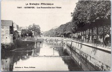 Alte Postkarte Fußgängerbrücken Quimper Frankreich Odet Fluss