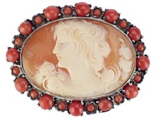 Antike 935 Silber Muschelgemme