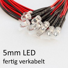 LED Weiß Klar mit Kabel 20cm und Vorwiderstand für 5-12V DIY Basteln Modellbau