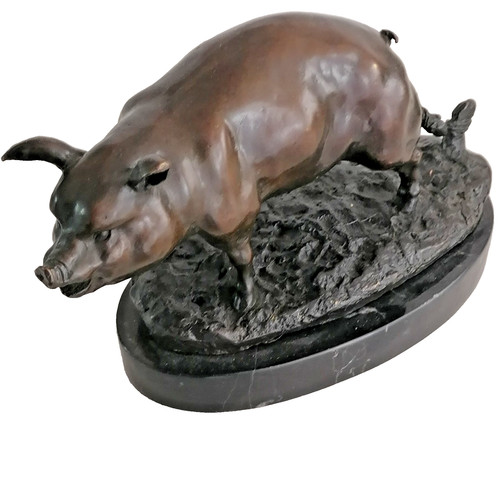 Bronze figur schwein eber - figur,