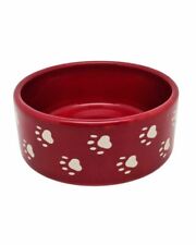 Napf aus Keramik rot mit Pfoten 350ml