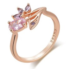 Damen Ring 14k 585 Rolled Rosegold 18,1 mm Lila/Rosa Zirkonias 