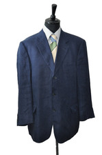 EDUARD DRESSLER SAKKO Luxus Leinenblazer Gr.26 52kz. Mitternachtsblau 100%Leinen