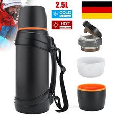 2,5L Thermosflasche Doppelwand Edelstahl Isolierflasche Thermoskanne mit Becher