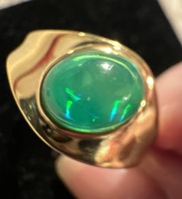 Ring, Silber 925 vergoldet, Kristallopal  beh., Gr. 56(18), Breite 10,7 mm