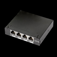 4 Port Patchpanel CAT6a RJ45 LSA Metall Panel Verteiler Wandmontage Hutschiene