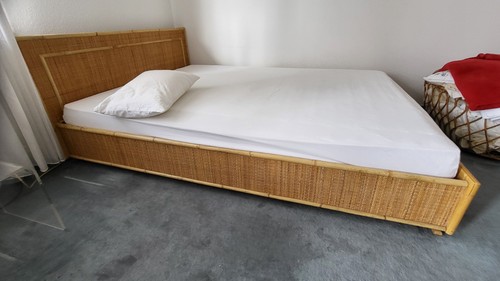 Vintage bambus rattan bett - bambus/rattan,