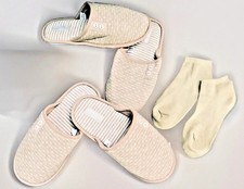 NEU 41 SET 2 x Stück BEIGE Pantoffeln Pantolette Hausschuhe NEU + Socken GRATIS