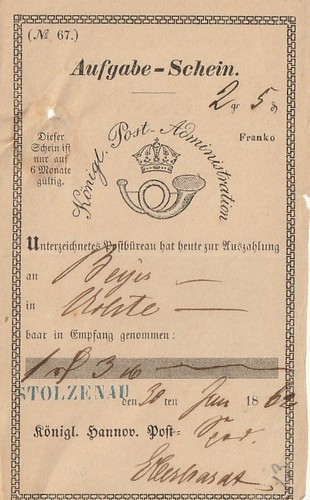 Postschein für eine