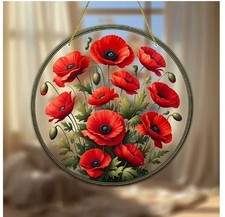 Acrylbild Mohnblumen Sommer Tiffany Effect Fensterbild Fenster Deko