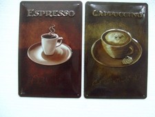 Blechschild Wand Bild Kaffee Cafe Cappuccino Espresso Schild 30x20 Küche Vintage