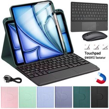 Für iPad 7/8/9/10th Pro 11 Air 6 5 4 360 Drehbare Hülle mit QWERTZ Tastatur Maus