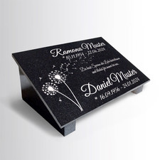 Grabstein GRANIT Grabplatte Urnengrabstein Motiv+Gravur mit Stützen E3