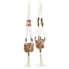 Makramee Blumenampel Set 2St Creme Boho Stil Ø12cm Hängender Blumentopf