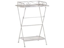 Retro Bad Beistelltisch mit 2 Ablagen aus Metall in Weiß Blumentisch Ancud