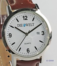 DIE WELT (2541) Quarz, Werbeuhr der Zeitung, Dat., gewölbtes Mineral-Glas - 20er