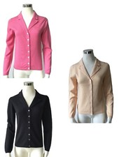 Cardigan 100% Wolle Gr.36 Reverskragen schwarz beige sorbet Räumungsverkauf