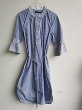 LAUREN Ralph Lauren Kleid Maritim blau weiß gestreift 34