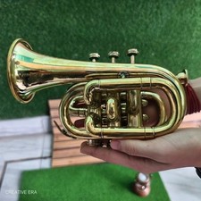 Golden Anfertigung Instrument Trompete Mit 3Valve Wohndeko Antik Poliert Messing