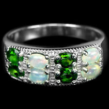 Ring 925 Sterlingsilber Chrom Diopsid und Feur Opal