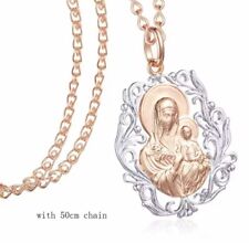 Halskette mit Anhänger  Heiliges Mutter Gottes  mit Kind Roségold Plattiert,neu