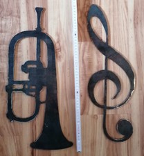 schmiedeeisere "Schilder" Wanddeko Notenschlüssel +  Trompete